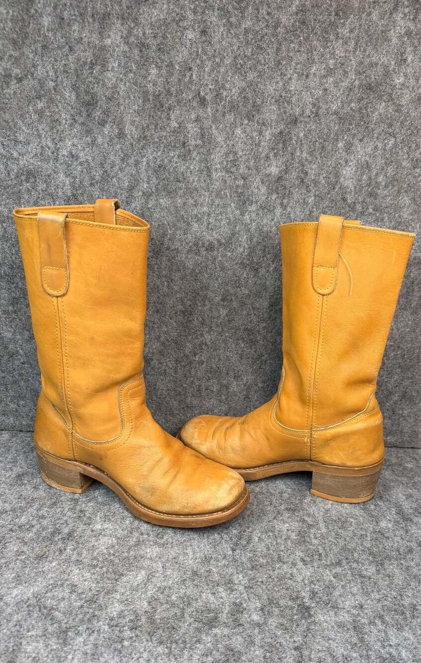 Landis Men's Vintage Brown Leather Western Boots Size 8.5M Worn twice Square Toe